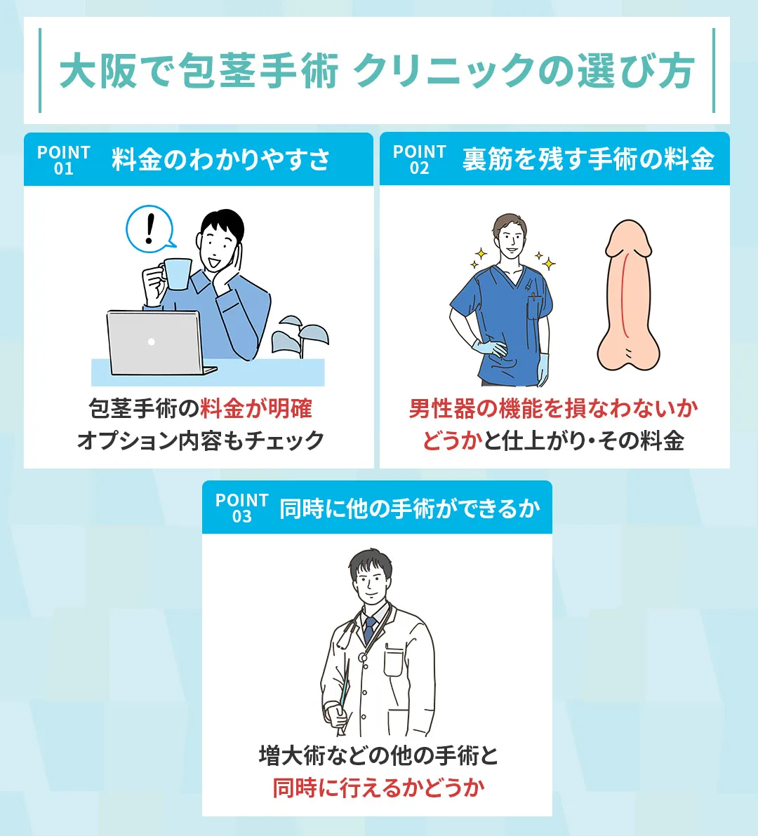 大阪で包茎手術を受ける際のクリニックの選び方