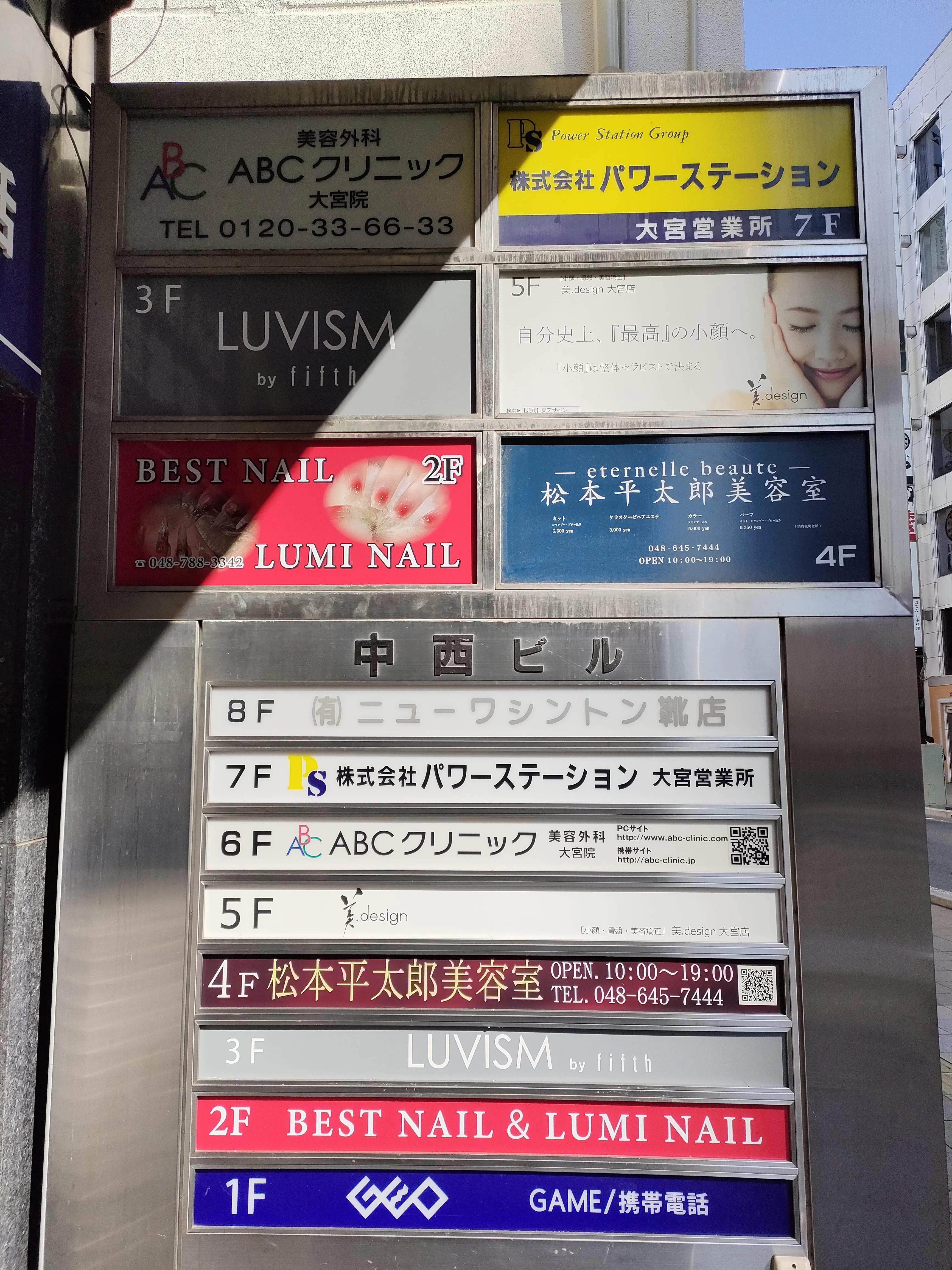 ABCクリニック大宮院は中西ビルの6階にあります