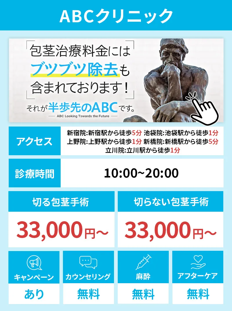 ABCクリニック新宿院・池袋院・上野院・新橋院・立川院